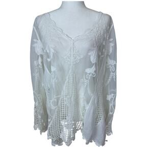 Pretty Angle Women's White Crochet Top Blouse Size 1X Brand New